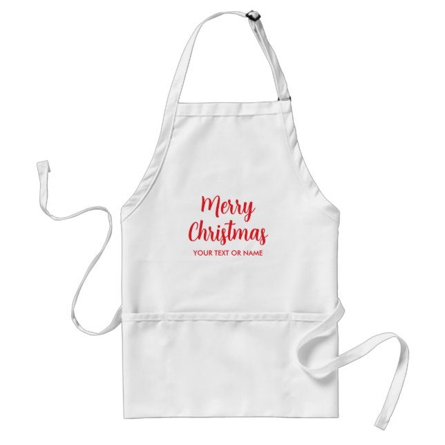 Custom Mens Womens Calligraphed Merry Christmas Standard Apron (Front)