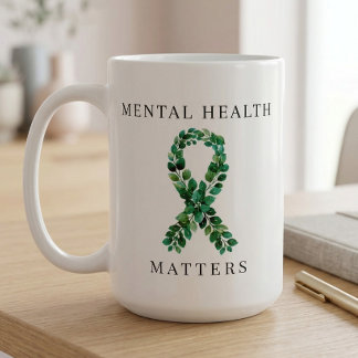 Custom Mental Health Matters Green Ribbon  Coffee Mug