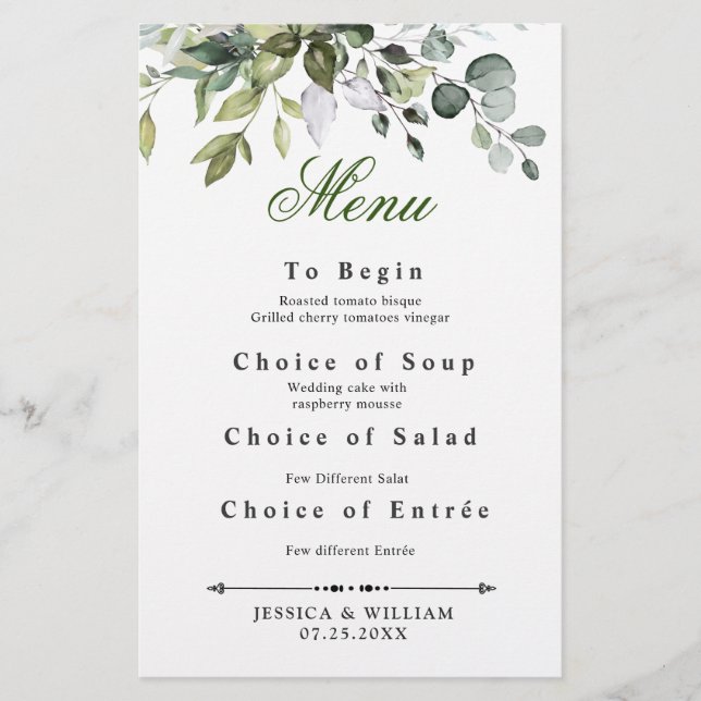 Custom Menu Card (Front)