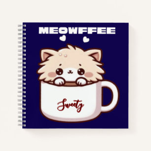 Custom Meowffee Cute Coffee Cat Notebook