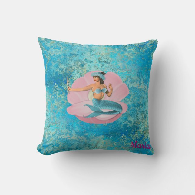 Custom, Mermaid in a Shell. Cushion (Front)