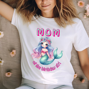 Custom mermaid mint Mom of birthday girl T-Shirt