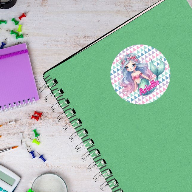 Custom Mermaid pattern name  Classic Round Sticker (Creator Uploaded)