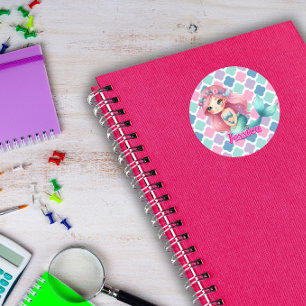 Custom Mermaid pink pattern  Classic Round Sticker