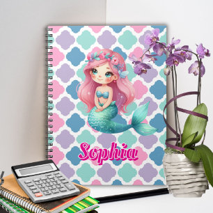 Custom Mermaid pink pattern Notebook