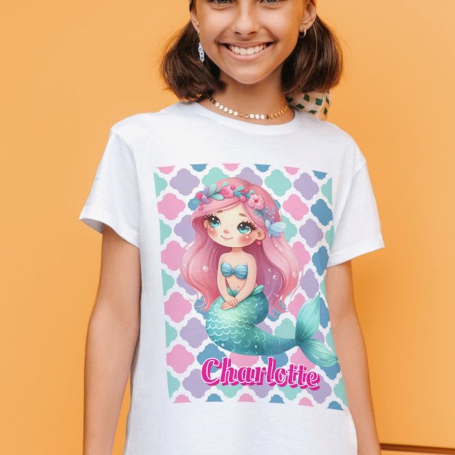 Custom Mermaid pink pattern  T-Shirt (Creator Uploaded)