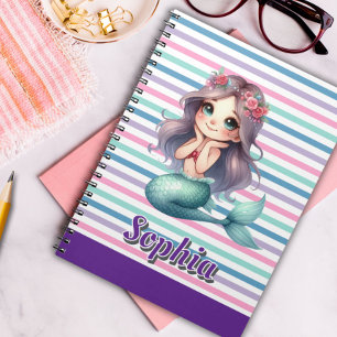 Custom Mermaid striped pattern Notebook