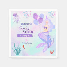 custom mermaid theme birthday girl purple 