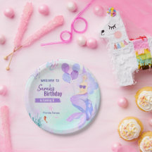 custom mermaid theme birthday girl purple 