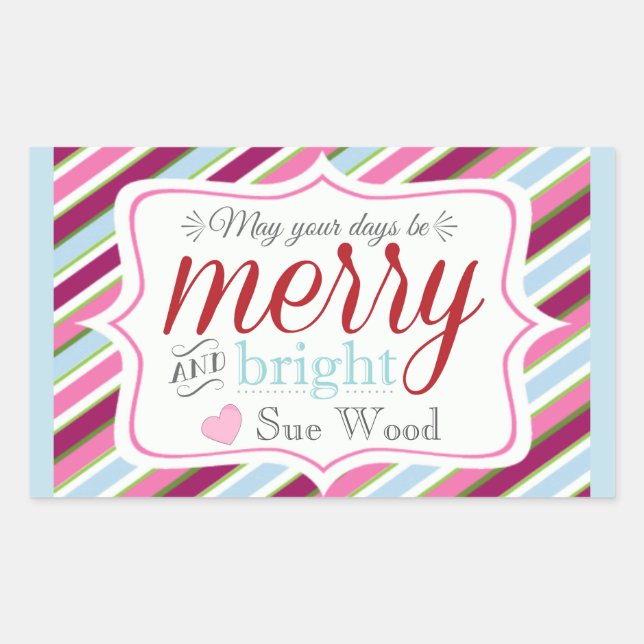 Custom Merry and Bright Christmas Gift Stickers (Front)