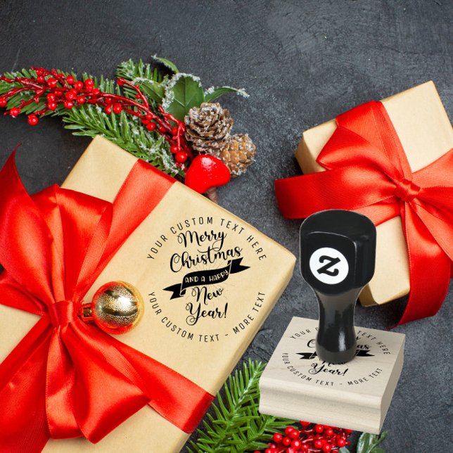 Custom merry christmas BUSINESS LOGO Rubber Stamp (Creator Uploaded)