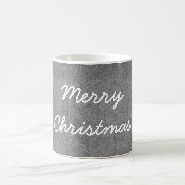 Custom Merry Christmas Chalkboard Typography Coffee Mug (Center)