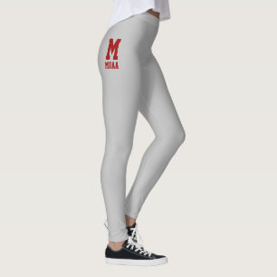 Custom Merry Christmas Classic Silver Crimson Red Leggings