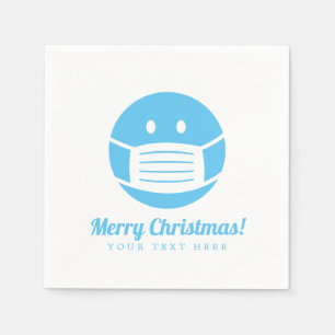 Custom Merry Christmas face mask smily icon Napkin