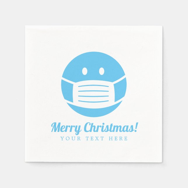 Custom Merry Christmas face mask smily icon Napkin (Front)