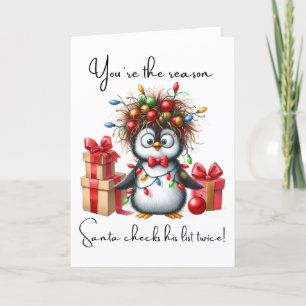 Custom Merry Christmas Funny penguin For Friends  Holiday Card