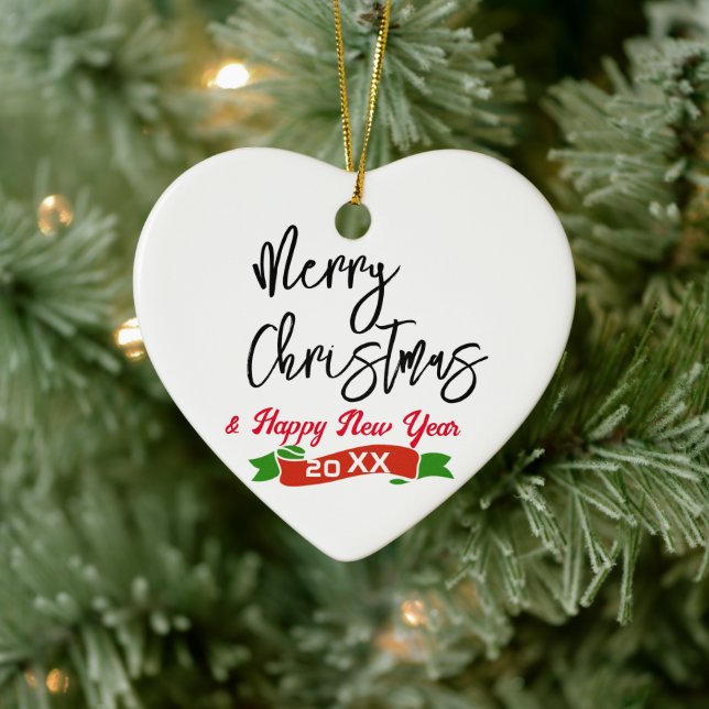 Custom Merry Christmas Heart Shaped  Ceramic Tree Decoration (Tree)