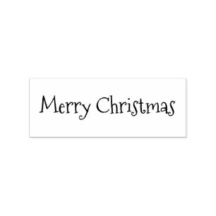 Custom Merry Christmas Holiday Seasons Greetings Rubber Stamp