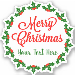 Custom Merry Christmas Holly Berry  Kiss-Cut