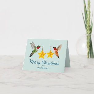 Custom Merry Christmas Hummingbird Holiday Card