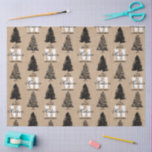 Custom Merry Christmas Kraft Vintage Monogram   Tissue Paper<br><div class="desc">A personalised "Merry Christmas" monogram design with Xmas trees on a kraft brown paper look background. An ideal festive custom design for the holiday season. Customise the vintage Christmas tree monogram and make it your own!</div>