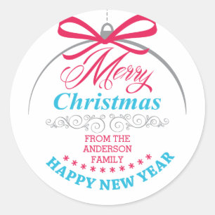 Custom Merry Christmas Modern Ornament Sticker