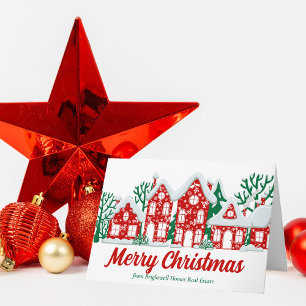 Custom Merry Christmas Real Estate Company Houses Holiday Card
