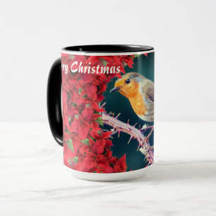 Custom Merry Christmas Robin Mug