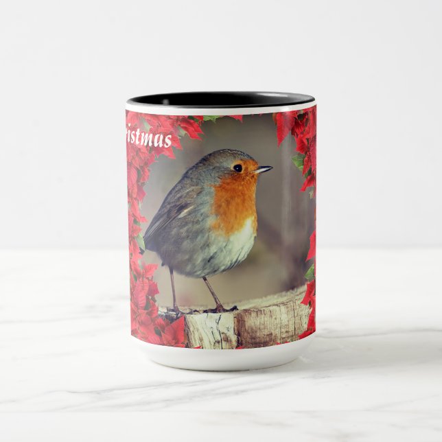 Custom Merry Christmas Robin Mug (Center)