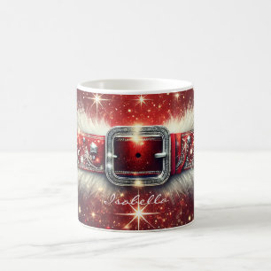 Custom Merry Christmas Santa's Coat Belt White Red Coffee Mug