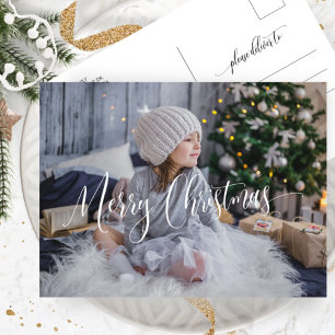 Custom, Merry Christmas Script Photo Overlay, Holiday Postcard