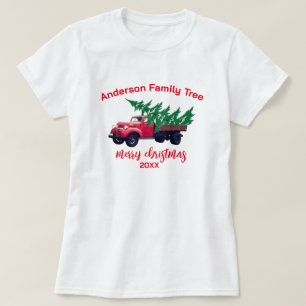 Custom Merry christmas tree truck family christmas T-Shirt