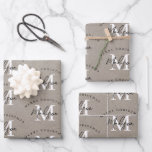 Custom Merry Christmas Vintage Rustic Monogram   Wrapping Paper Sheet<br><div class="desc">A personalised "Merry Christmas" monogram design with a Xmas a vintage brown paper look background. An ideal festive custom design for the holiday season. Customise the monogram and make it your own!</div>