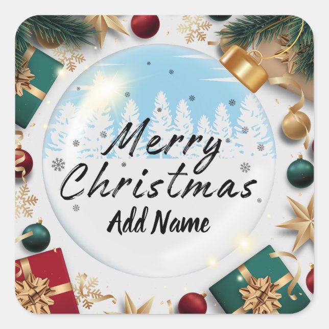Custom Merry Christmas with Add Name Sticker (Front)