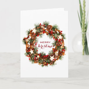 Custom MERRY CHRISTMAS WREATH SEASON'S GREETING Holiday Card