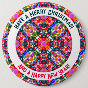 Custom Merry Colorful Modern Christmas Party 6 Cm Round Badge