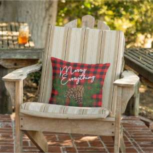 Custom Merry Everything Red Black Checks Cabin Cushion
