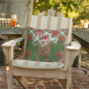 Custom Merry Everything Red Green Cabin Porch Cushion
