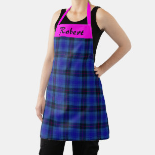 Custom Merry Navy Plaid, Navy Blue Magenta Tartan Apron