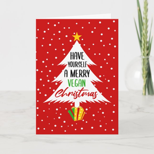 Custom Merry Vegan Christmas Card (Front)