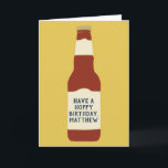 Custom Message Beer Lovers Card<br><div class="desc">This greeting card is ready to be customised with your own message on the front and the inside so you can create the perfect personalised card for birthdays or any occasion. It features an illustration of a brown glass beer bottle on the front against a golden yellow background.</div>