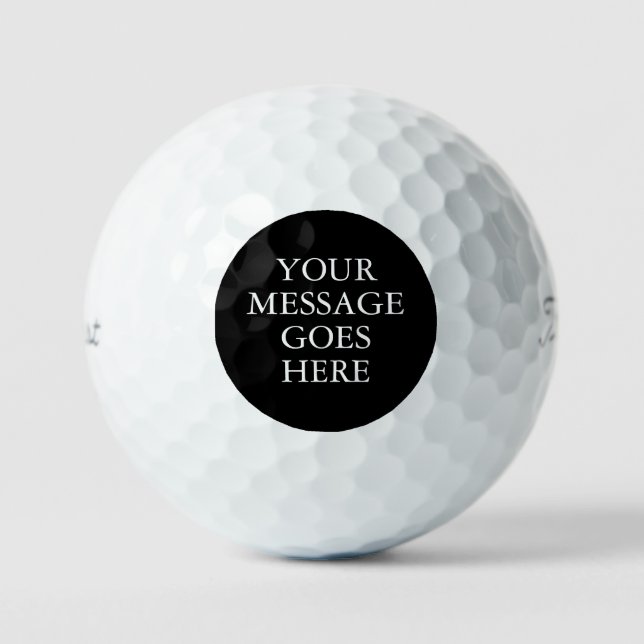 Custom Message Black And White Golf Balls (Front)