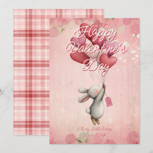 Custom Message bunny Animal Valentines Day Holiday Card