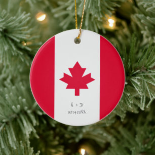 Custom Message Canada Flag Ceramic Tree Decoration