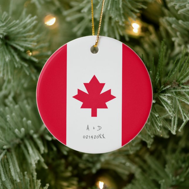 Custom Message Canada Flag Ceramic Tree Decoration (Tree)