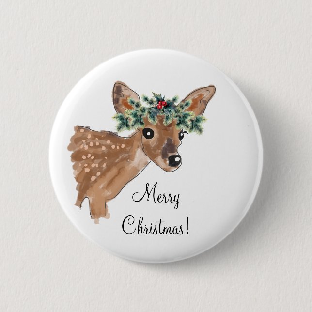 Custom Message Christmas Deer Buttons (Front)