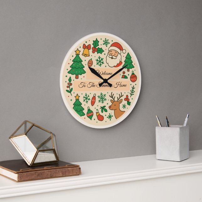 Custom Message Christmas Large Clock (Office)