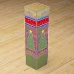 Custom Message Colourful Folk Holiday Wine Box<br><div class="desc">There's nothing like a beautiful box at gift giving time and these pleasing Holiday colours with your personal message will delight your friends and family!</div>