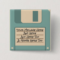 Custom Message Computer Floppy Disc Button