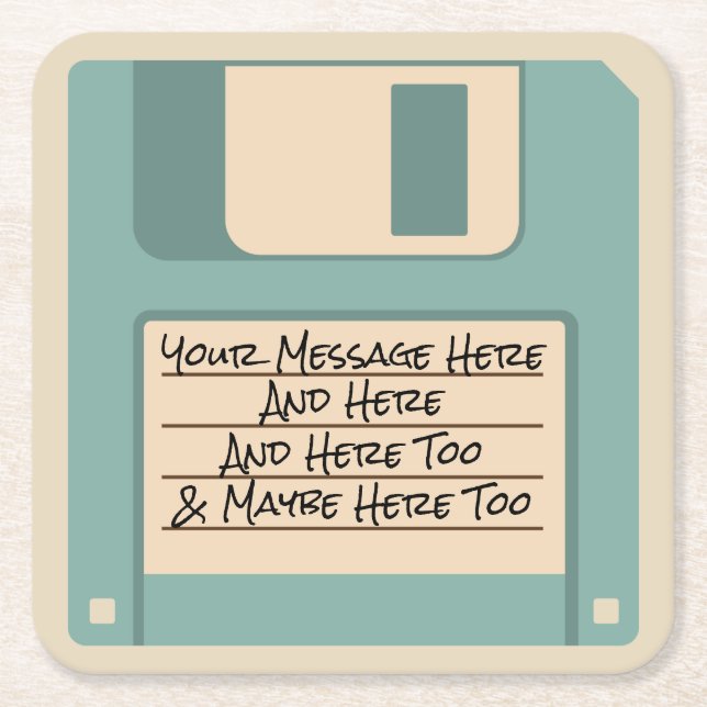 Custom Message Computer Floppy Disc Coasters (Front)